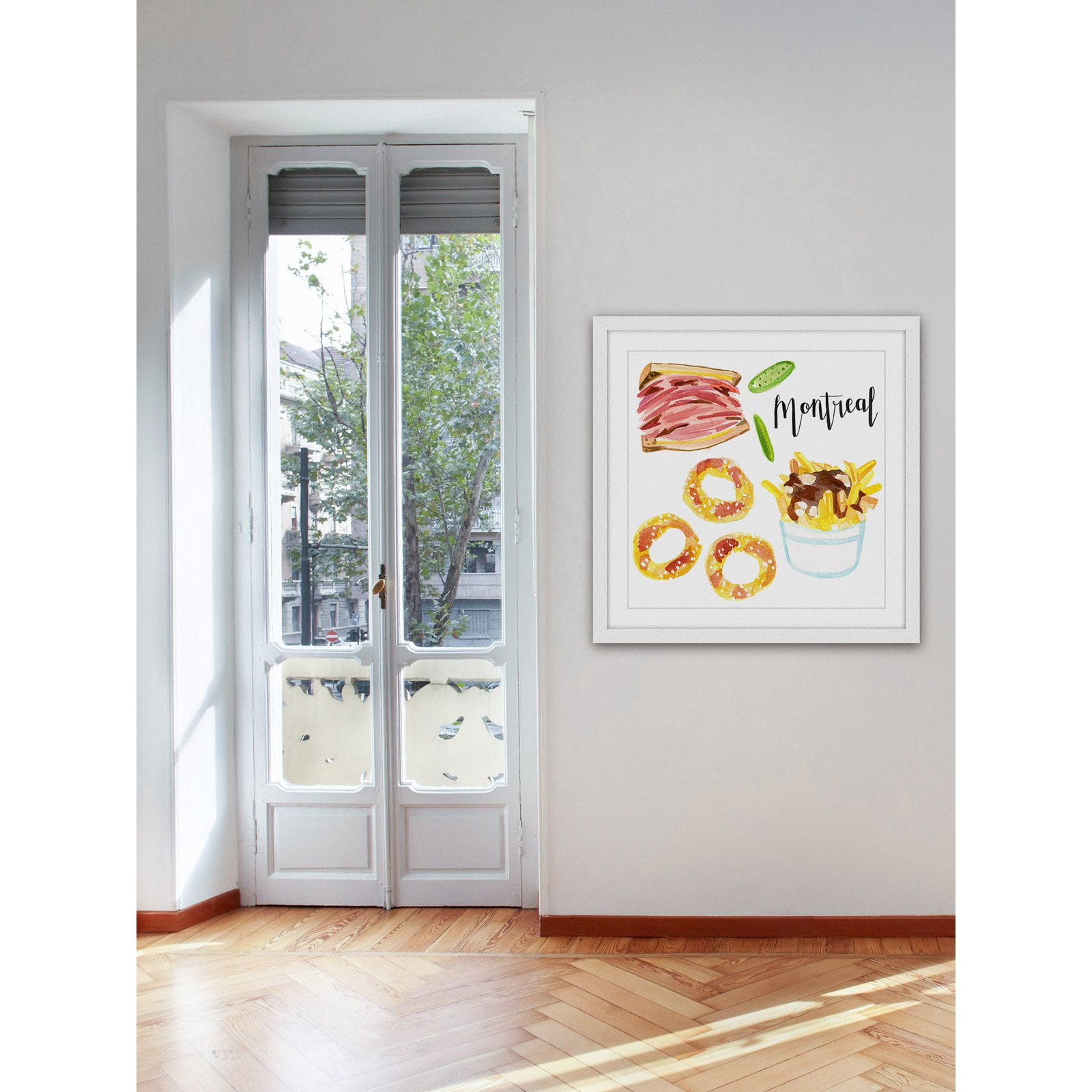 Marmont Hill "Montreal Eats" By Molly Rosner Framed Painting Art Print, 18.0" x 1.5"