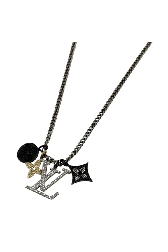 Pre-Owned Louis Vuitton LV Instinct Pendant Necklace in Silver, Black, and Gold for Women