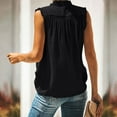 thumbnail image 5 of Tops for Women Casual Turtleneck Solid Color Sleeveless Vest Beach Blouse Tops Women's Summer Clothes, 5 of 8