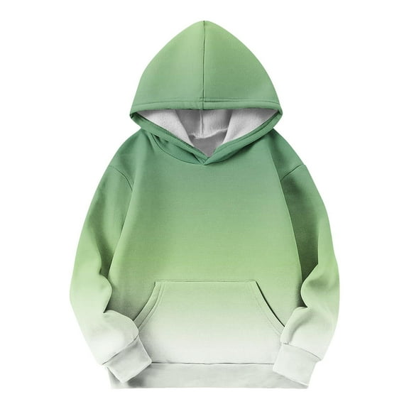 CYRBOKO Girls Hoodies, Stretchy Fall and Winter Long Sleeve Thermal Sweatshirts with Pocket Army Green Size 7-8 T