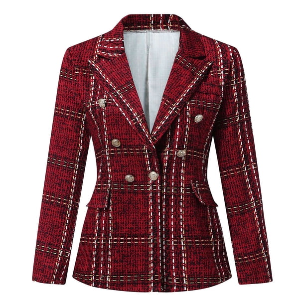 Pntutb, ropa de negocios para mujer, traje de manga larga estampado con cuello, cárdigan adelgazante, traje de doble botonadura, abrigo, tops, chaqueta, liquidación Pntutb Pntutb-1987