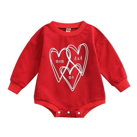 

Boys Girls Long Sleeve Letter Heart Printed Pullover Romper Sweatshirt Bodysuits