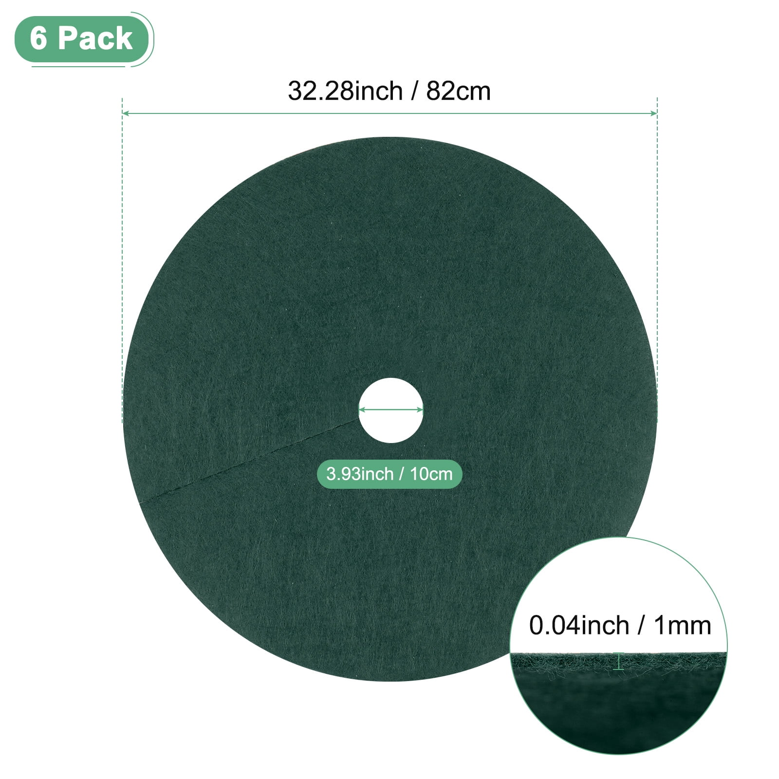 Uxcell 6 Pack Non Woven Tree Cover Rings,32.2 Inch Weed Fabric Cover,Apply To Tree Mulch Ring(Round Dark Green)