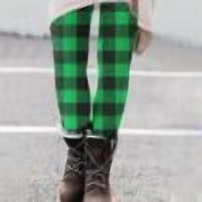 Atogsazn Womens Plaid Legging Pants Casual Slim Fit High Waisted Leggings Yoga Gym Pant Clothes Trouser Army Green XXL Fashion