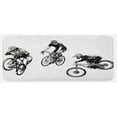 thumbnail image 1 of Sketchy Kitchen Mat, Hand Drawn Image of Cyclists Bicycle Bikes with Tour De France Theme Outdoors, Plush Decorative Kitchen Mat with Non Slip Backing, 47" X 19", Black and White, by Ambesonne, 1 of 1