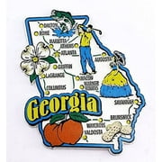 Georgia State Map and Landmarks Collage Fridge Souvenir Collectible Magnet FMC
