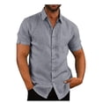 thumbnail image 1 of Chemise Homme Monochrome à Manches Courtes, Tissu Haut de Poche devant en Lin, 1 of 10