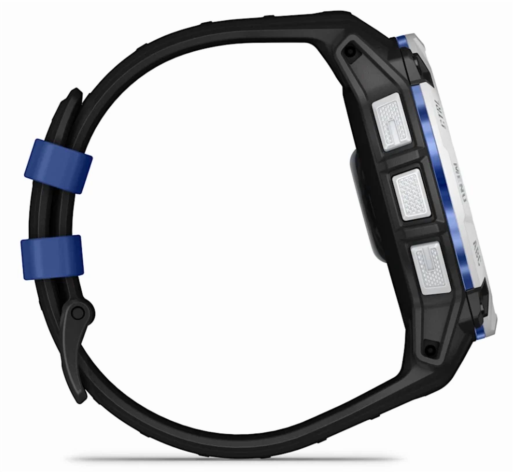 Garmin Instinct 3 Rugged Outdoor GPS Smartwatch 50mm Solar, Supernova Collection, Health & Fitness Tracking, Unlimited Battery, Whitestone/Bolt Blue w/ Wearable4U PowerBank Bundle