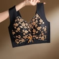 thumbnail image 5 of Gymayou Women Lace Wireless Bra Seamless Wide Vest Strap Push Up Bralette Gentle Gathering Comfort Bra Black L, 5 of 6