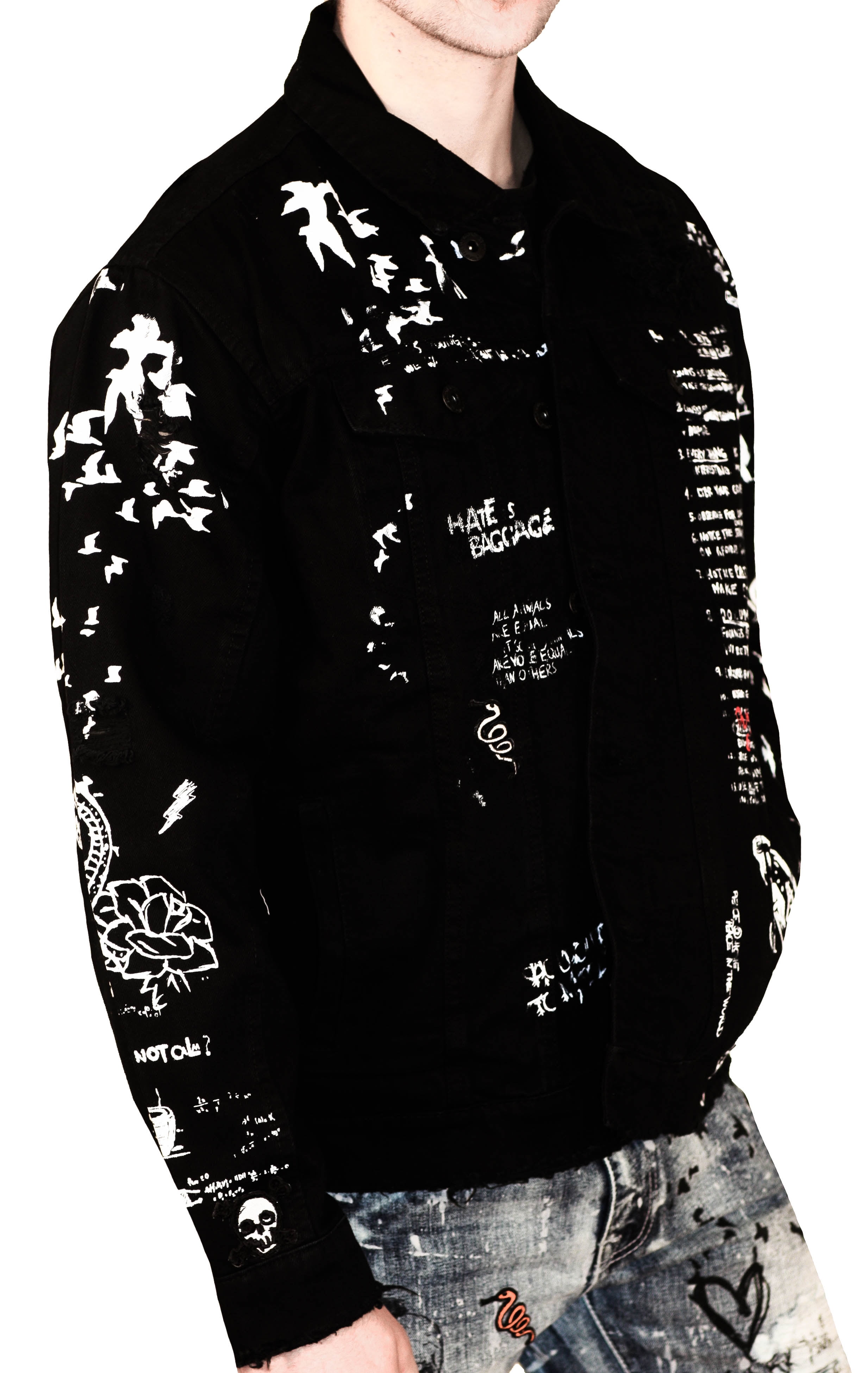 black graffiti denim jacket