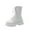 White, variant on Winter Lace-Up Motorcycle Boots for Women, Mid-Calf Chunky Heels, Side Zip, Casual Fashion Footwear for Outdoor and Daily Wear Black,41