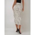 thumbnail image 4 of Printed Bodycon Satin Midi Skirt with Slit, 4 of 5