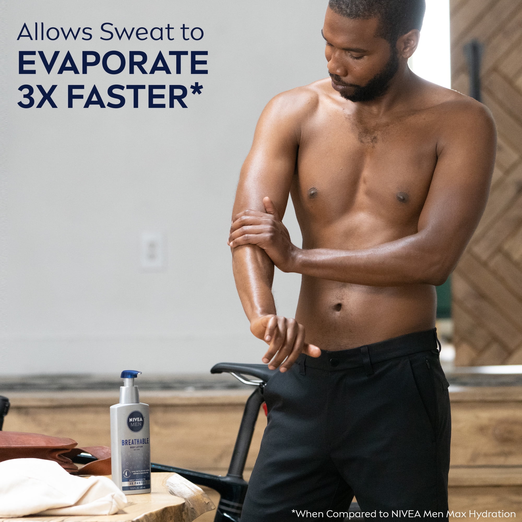 NIVEA MEN Breathable Body Lotion for Dry Skin, Fast-Absorbing, Lightweight, 13.5 fl oz