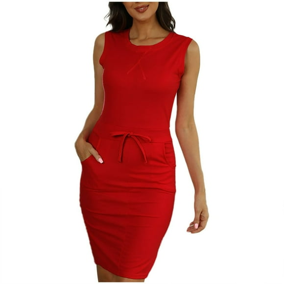 Women‘s Bodycon Pencil Dress Office Wear to Work Dresses with Pocket