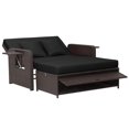 thumbnail image 1 of Pemberly Row Contemporary Patio Rattan Daybed Lounge in Black, 1 of 8