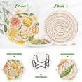 thumbnail image 4 of Yayeee 6 PCS Drink Coasters with Holder Set Woven Absorbent Round Tabletop Hot Pad, Candy Lemon, 4 of 7