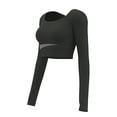 thumbnail image 2 of Wlynlyn Workout Crop Tops for Women Long Sleeve Athletic Shirts Cut out Front Gym Running Yoga Tights Top, 2 of 5