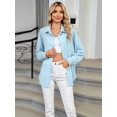 thumbnail image 4 of Womens Button Down Shirts Long Sleeve Textured Collared Work Blouse Dressy Casual Tops with Pocket  Blue S, 4 of 8