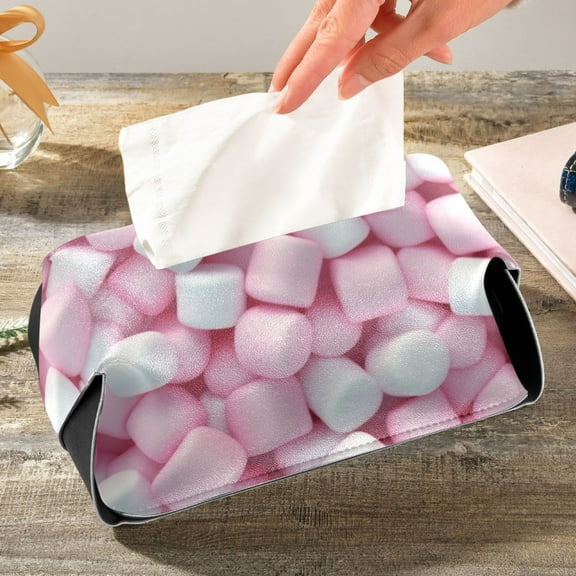 Leather Tissue Box Cover Candy Pink Facial Cube Holder Case Rectangle