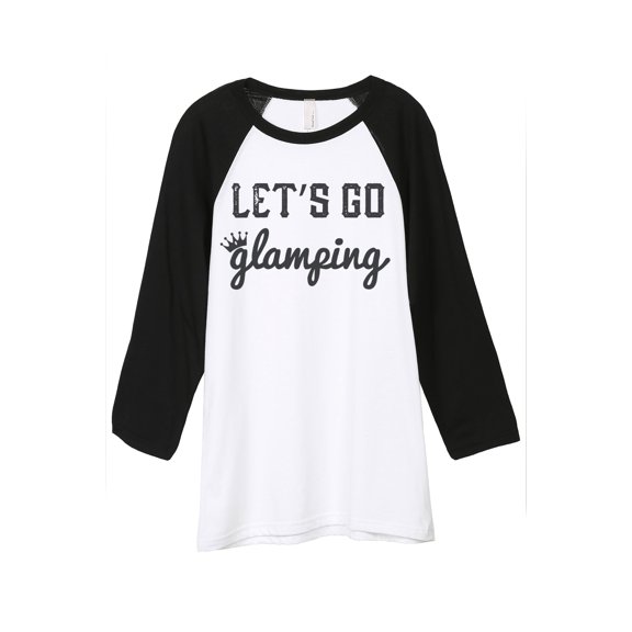 Thread Tank Lets Go Glamping Unisex 3/4 Sleeves Baseball Raglan White Black Small