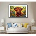 thumbnail image 4 of WFSposter Highland Cow With Wildflowers Canvas Wall Art Highland Cow Farmhouse Wall Decor Animal Themed Art Poster Print Living Room Bedroom Home Children's Room Decor Unframed, 4 of 6