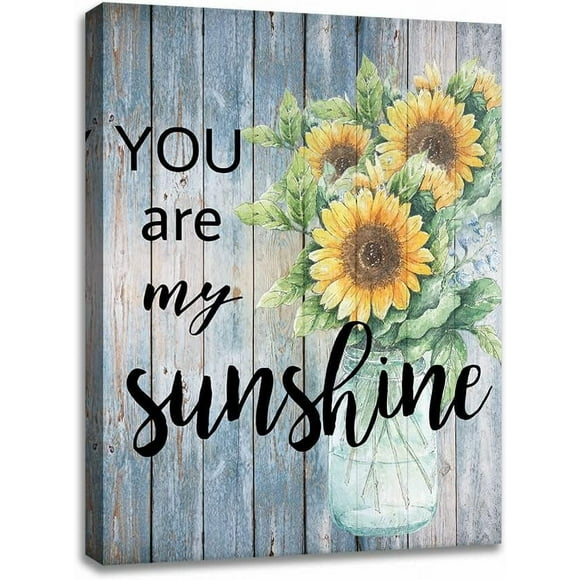 Inspirational Wall Art You are My Sunshine Sunflower Canvas Wall Art Motivational Quotes Framed Pictures Painting for Living Room Bedroom Bathroom Ready to Hang