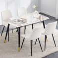 48.4x28 Inch Dining Table Set with White Sintered Stone Top and 4 PU ...