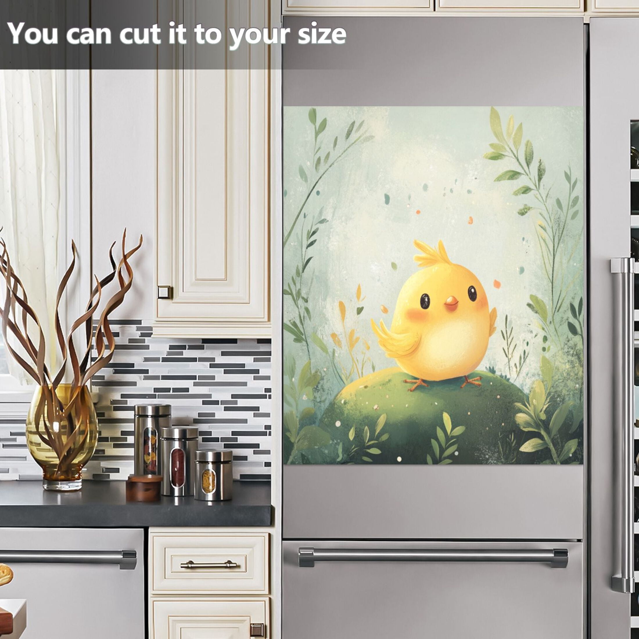 Dishwasher Magnetic Sticker 23x26 Inch Refrigerator Magnetic Sticker Washing Machine Magnetic Sticker Kitchen Panel Magnetic Sticker Home Decor Cute Little Yellow Bird