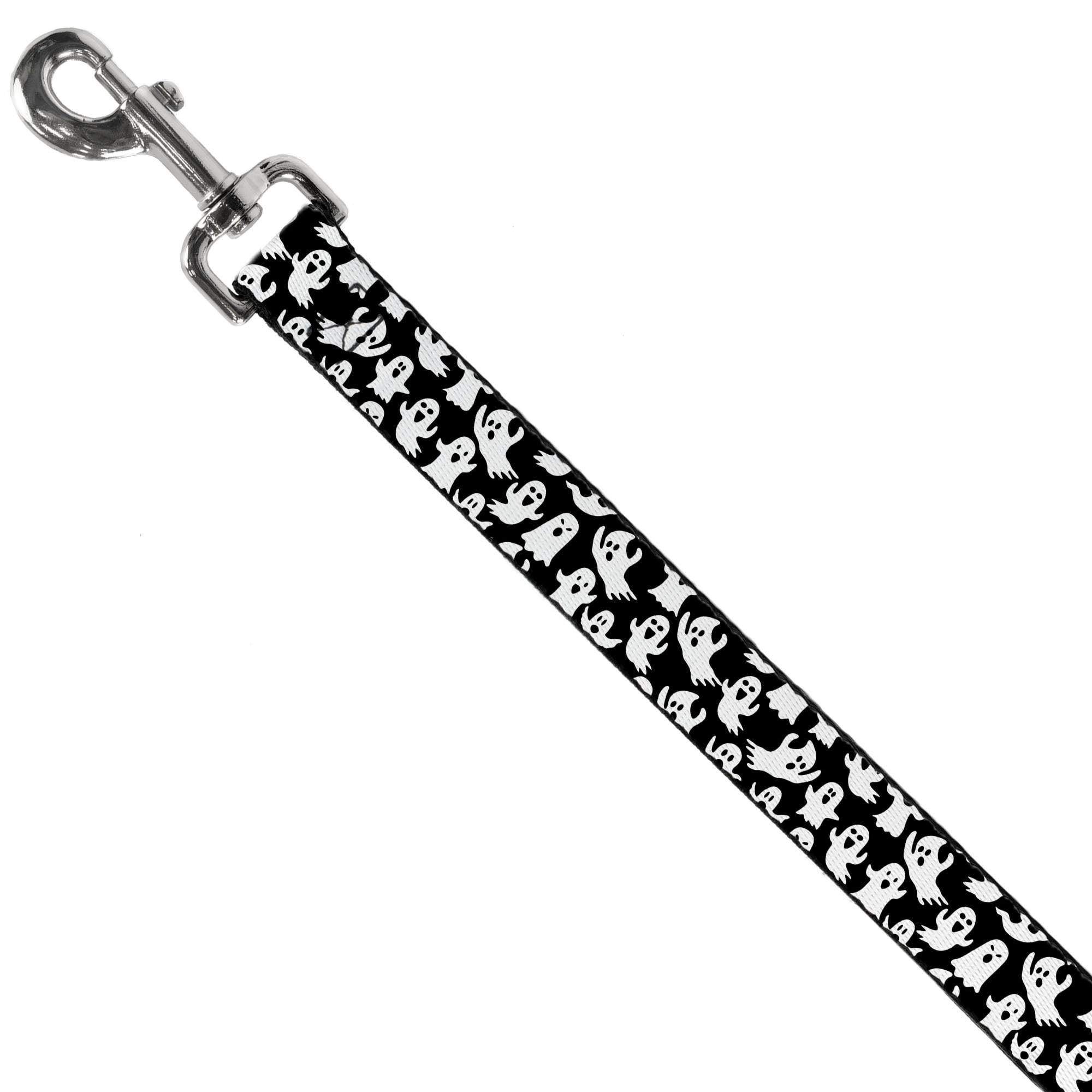 Buckle-Down Pet Leash, Dog Leash, Ghosts Poses Scattered Black White, 6 Feet Long 1.0 Inch Wide