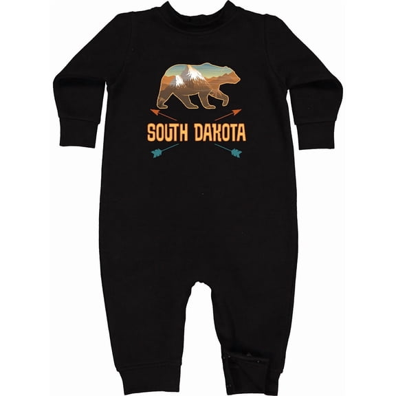 Inktastic South Dakota Vacation Bear Silhouette Baby Fleece Romper