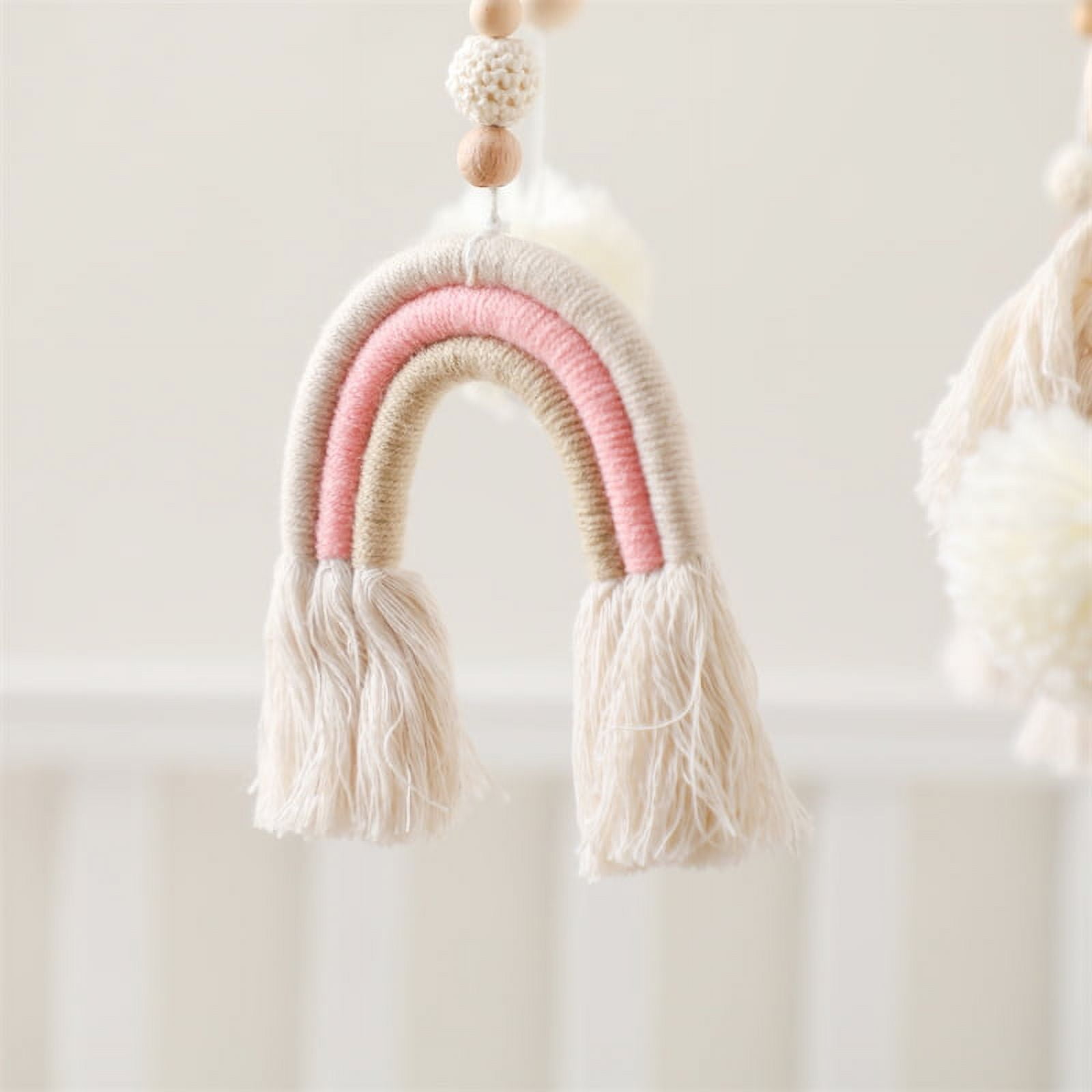 Baby Wooden Boho Rainbow Bed Bell Rattles Toys Hanging Pendant Newborn Toys Mobile Crib Bracket Montessori Toys Baby Birth Gift