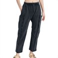 thumbnail image 2 of FAIWAD Women Wide Leg Cargo Pants Casual High Waisted Elastic Pants Straight Patchwork Sweatpant with Pockets (X-Large, Black), 2 of 6