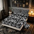 thumbnail image 2 of Erosebridal Tribal Bat Bed Sheets, Western Boho Damask Full Size Sheets, Dark Gray Black, Black Reversible, 4-Piece, 1 Flat Sheet, 1 Fitted Sheet and 2 Pillowcases, 2 of 6