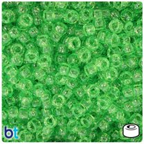 BeadTin Lime Sparkle 6.5mm Mini Barrel Pony Beads (1000pcs)
