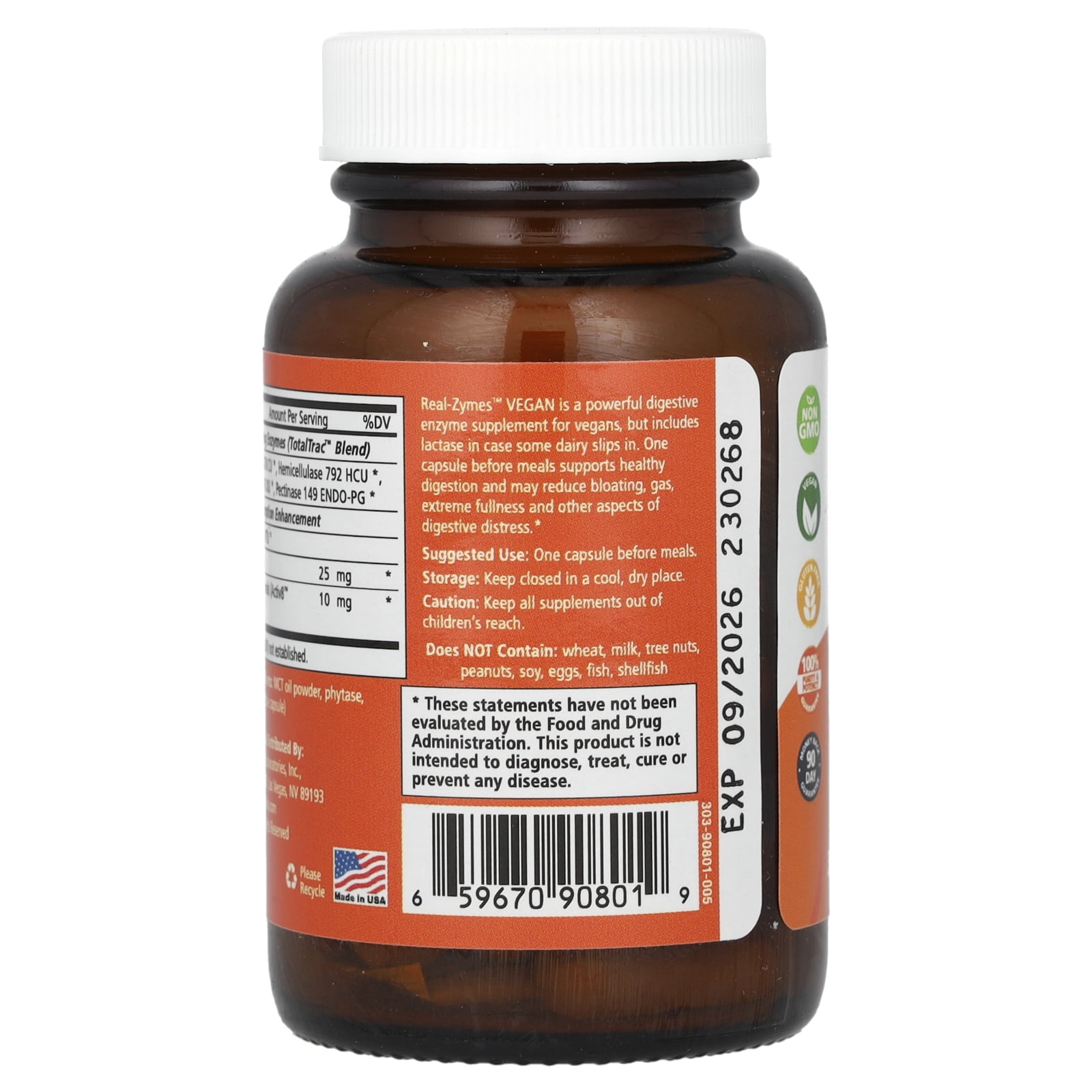 Pure Essence Real-Zymes, Vegan, 30 Vegi-Caps