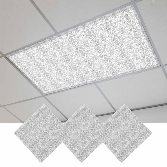 Boho Black Pattern Fluorescent Light Covers, Modern Geometric Southwestern Vintage Magnetic Light Covers for Ceiling Lights, Fluorescent Ceiling Shade for Classroom Bedroom Office 4x2Ft x 3PCS