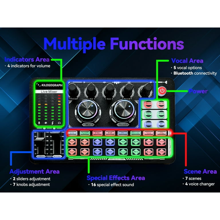 KILOGOGRAPH Podcast Sound Board F999 - Music Mixer Board for PC