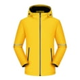 thumbnail image 2 of Yusimy Men's Solid Color Water-Repellent Fleece-Lined Heavyweight Jacket with Reflective Stripes, Zippered Pockets, Long Sleeve Hooded Casual Workwear Coat, 2 of 5