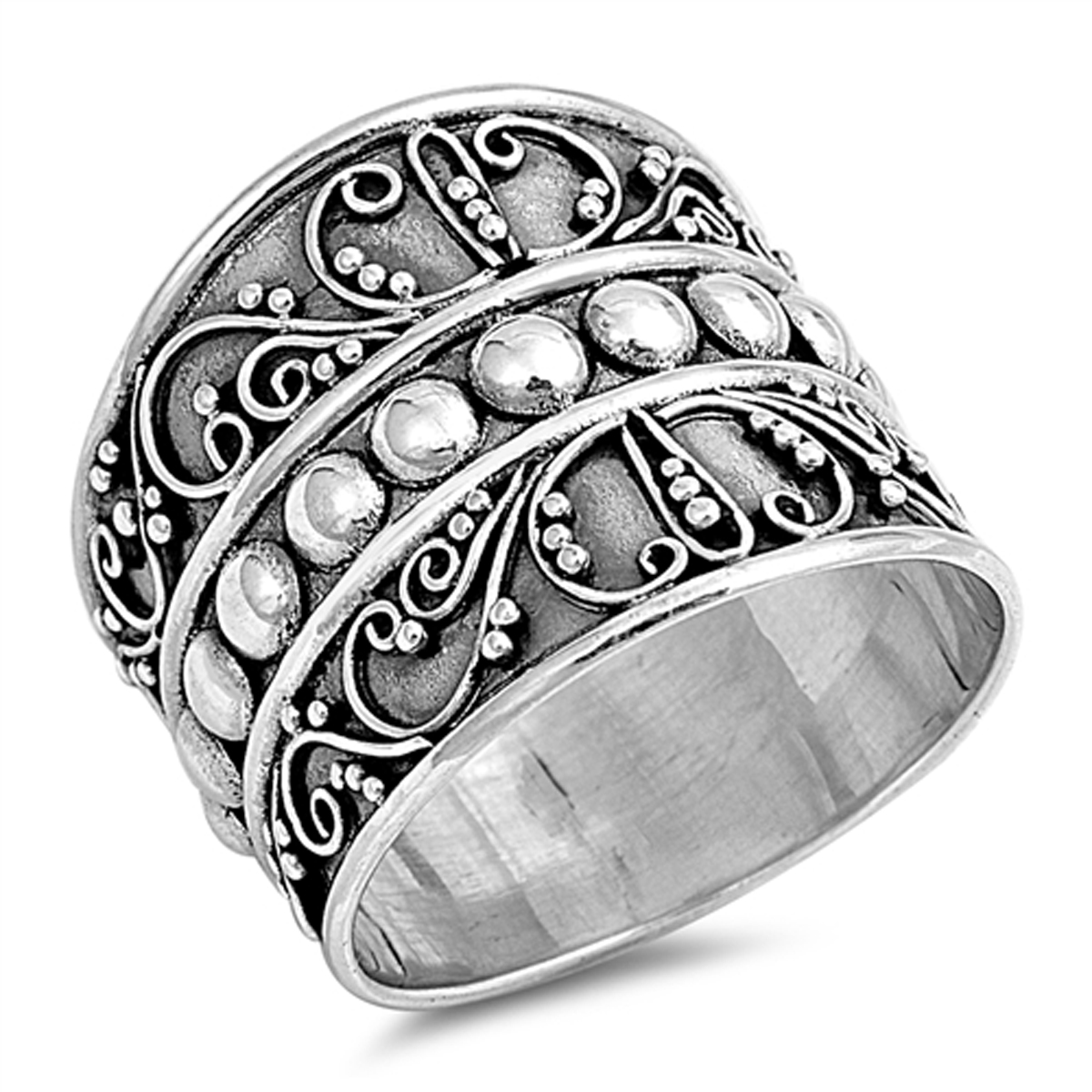 Sterling Silver Women's Filigree Bali Ring (Sizes 512) (Ring Size 10