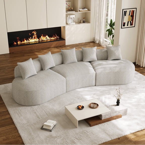 Wiilayok 134" Oversized Modular Cloud Sectional Couch,Large Chenille Curved Sofa with Deep Seat,6 Seater Sofa Couches for Living Room,No Assembly,Light Gray