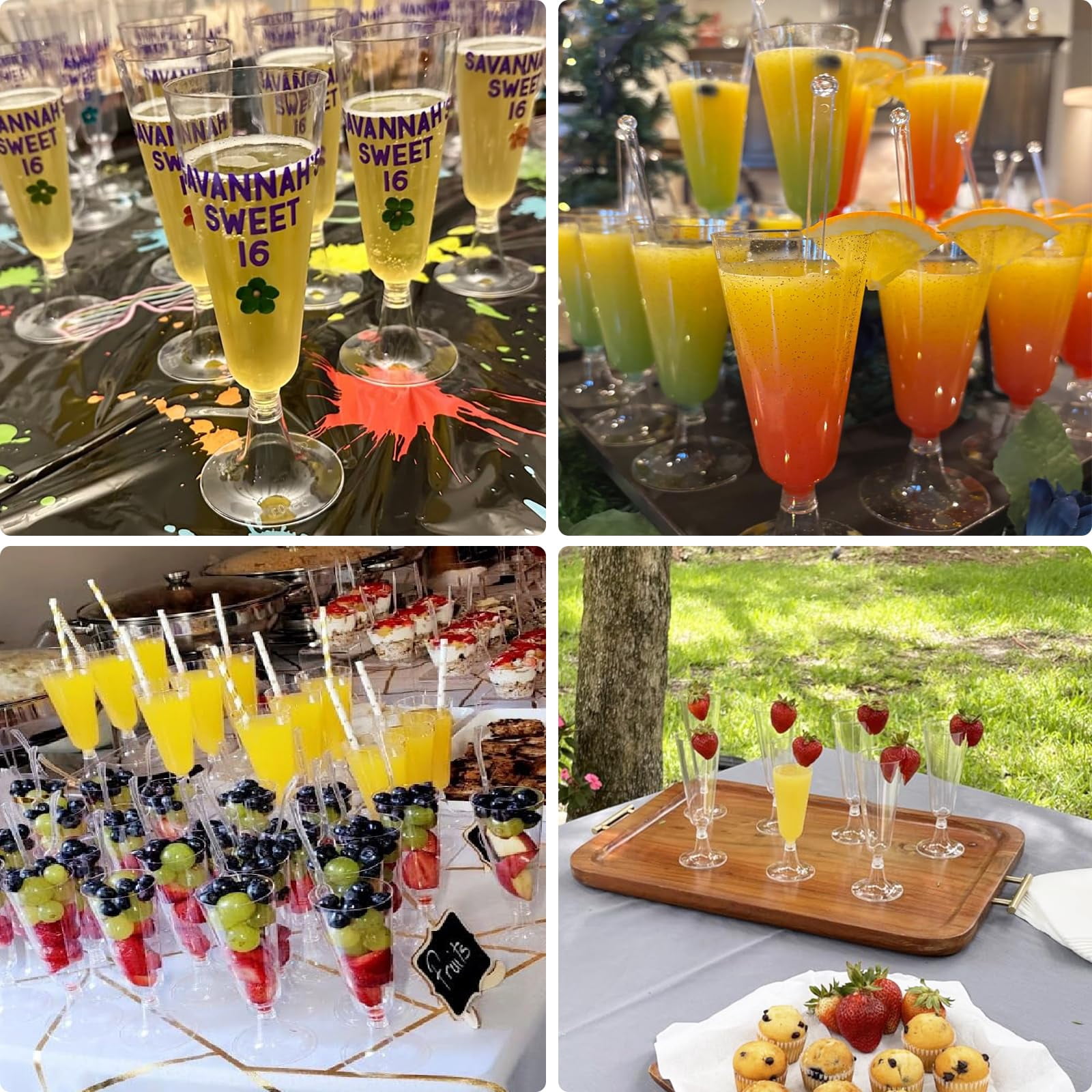 40 Pcs Plastic Champagne Flutes Gold Glitter Disposable Mimosa Glasses Sparkle Clear Acrylic Wedding Toasting Cocktail Cups Bulk for Bridal Shower Birthday Party Supplies