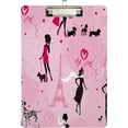thumbnail image 2 of FMSHPON Paris Eiffel Tower Silhouette Dog Pink Clipboard Hardboard Wood Nursing Clip Board and Pull for Standard A4 Letter 13x9 inches, 2 of 8