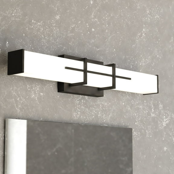 Fuller Park 1 Light LED Matte Black Contemporary Bathroom Vanity Fixture White Glass