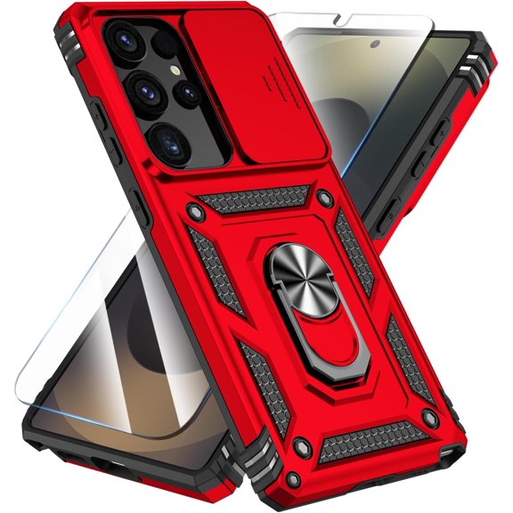 REQO Phone Case for Samsung Galaxy S25 Ultra Case with HD Screen Protector & Kickstand & Slide Camera Cover,Phone Case for Galaxy S25 Ultra 6.9"