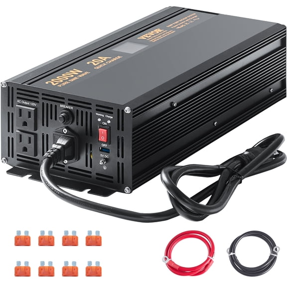 VEVOR 2000W Sump Pump Battery Backup with LCD, Automatically Shifts to Inverter Power Ensuring Uninterrupted Operation, Essential for Emergencies & Power Failures