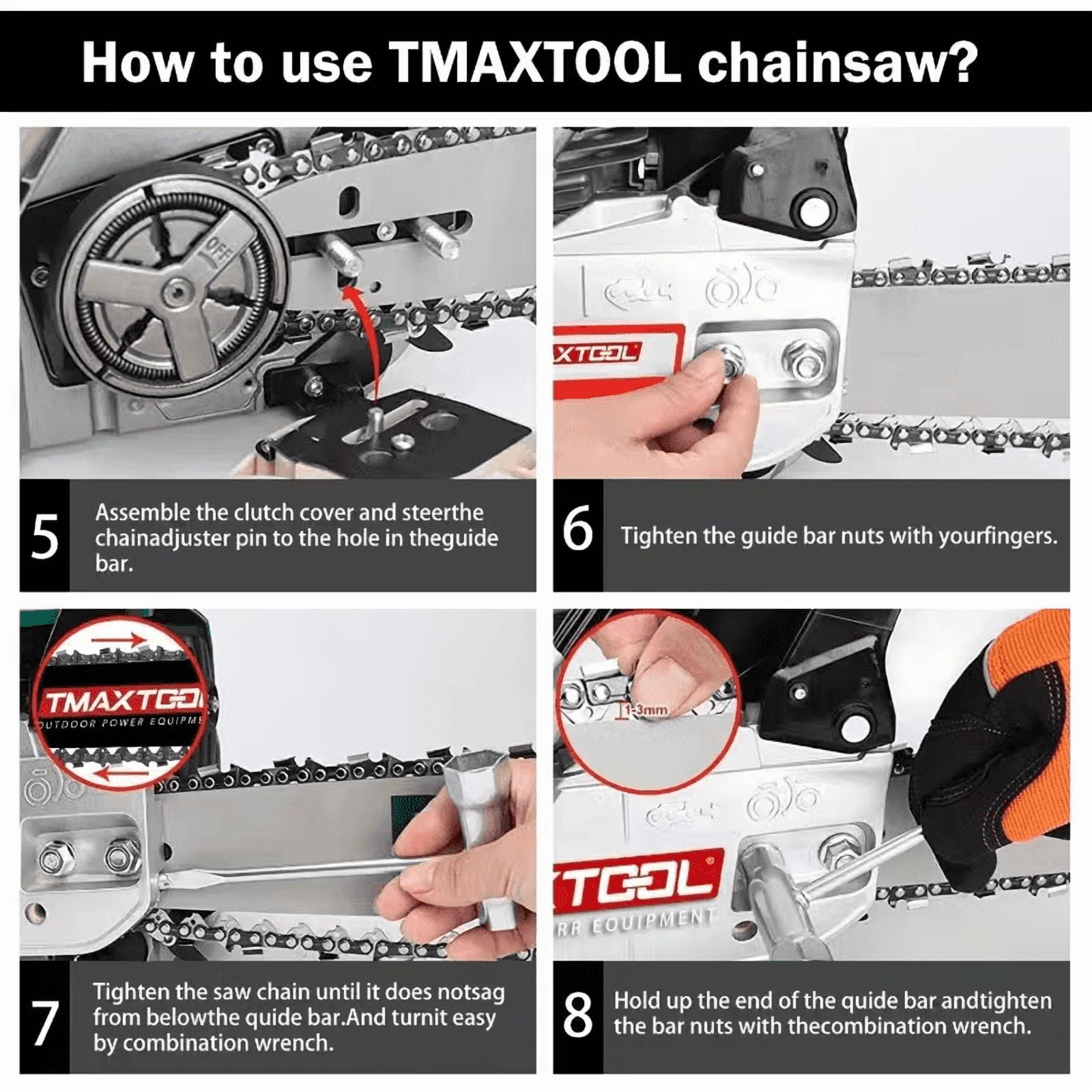 62cc Gas Chainsaw 20"+16" Gas Powered Chainsaws 2-Cycle Petrol Handheld Gasoline Chain Saw Power Saws for Cutting Wood Tree Trimming