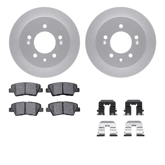 Dynamic Friction Company Rear Geospec Brake Rotors with 5000 Advanced Brake Pads includes Hardware 4512-03133