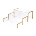 thumbnail image 1 of Juego de estantes de exhibición acrílico transparente Strade Fareast Limited Borde dorado 3 piezas, 1 of 8