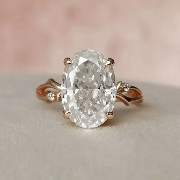 Brilliant 10K/14K/18K Rose Gold Ring 2 CT Oval Cut Engagement Ring Lab-Created Diamond Ring for Women