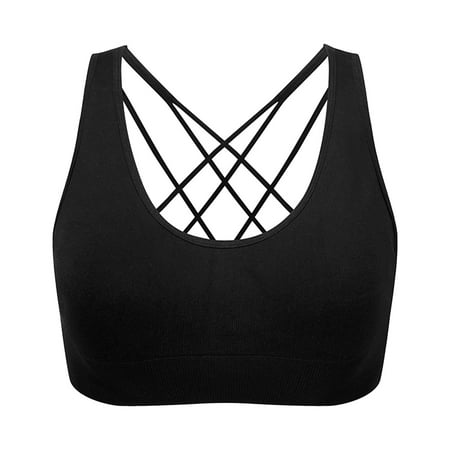 

Aayomet Sports Bras for Women Women s Solid Color Seamless Thin Belt Thin Elastic Casual Bottom Bra Yoga Underwear Black S